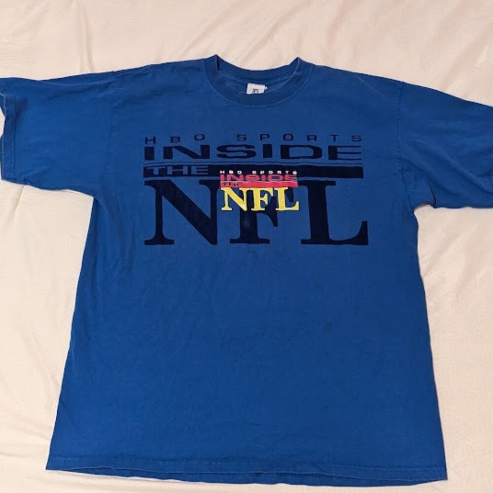HBO Sports "Inside The NFL" Blue Promotional Size XL T-Shirt Superior Brand